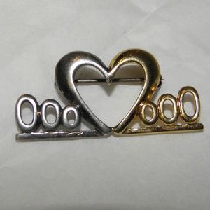 MID CENTURY MODERN~STERLING UNIQUE HEART PIN~